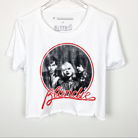 BLONDIE Graphic Band Tee Crop Top White S M L - Picture 1 of 8